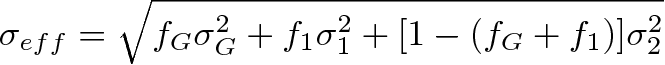 effective width of the fit to data